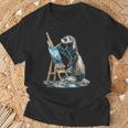 フェレット 自然 絵画 動物 モチーフ アートワーク フェレット Tシャツ 高齢者への贈り物