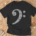 ベースト音記号ヴィンテージグレー ベースシスト低音プレーヤー 長袖tシャツ Tシャツ 高齢者への贈り物