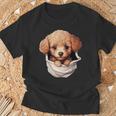 ポケットから覗く トイプードル 可愛い 犬 かわいい 子犬 犬好き 犬の飼い主 愛犬家 メンズ レディース キッズ Tシャツ 高齢者への贈り物
