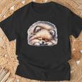 ポメラニアン × ポメラニアン 犬 寝ている Tシャツ 高齢者への贈り物