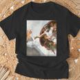 ミケランジェロの愉快な創作猫ミーム。 Tシャツ 高齢者への贈り物