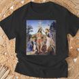 レオナルド ダヴィンチ 面白いtシャツ アート キリストの洗礼 聖書 絵画 メンズ 面白い 服 美術 ネタ Tシャツ 高齢者への贈り物