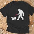 レトロ ビッグフット ウォーキング マルチーズ 犬 面白い サスカッチ 長袖tシャツ Tシャツ 高齢者への贈り物