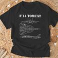 ヴィンテージ ホワイト F14 トムキャット 飛行機 スケマティック F-14 ジェット 長袖tシャツ Tシャツ 高齢者への贈り物