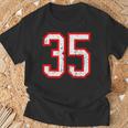 ヴィンテージナンバー 35 ホワイトレッドスポーツ代表チームナンバー 35 Tシャツ 高齢者への贈り物