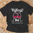 傘寿祝い ワイン好き 酒好き 父 母 男性 女性 80歳お祝いintage Aged To Perfection Tシャツ 高齢者への贈り物