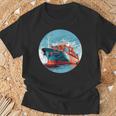 大型輸送船 カーゴコンテナ船愛好家向け Tシャツ 高齢者への贈り物