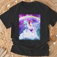 宇宙パグ 雲の上のレインボーユニコーン Tシャツ 高齢者への贈り物