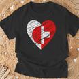 日本 スイス ハート 日本国旗 スイス国旗 ハート 長袖tシャツ Tシャツ 高齢者への贈り物