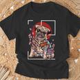 日本のタトゥー パグ 犬 パグ ヤクザの恋人 鯉の魚 長袖tシャツ Tシャツ 高齢者への贈り物