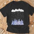 森 雪 新雪 落ちる 冬 ワンダーランド 雪 恋人 Tシャツ 高齢者への贈り物