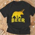 狩猟 ビール スピリット 動物 ティー ベア 鹿 ティー ビール クマ 鹿 Tシャツ 高齢者への贈り物