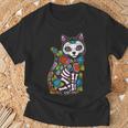 猫 シュガー スカル メキシコ カラベラ 死者の日 ハロウィン Tシャツ 高齢者への贈り物