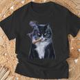 猫 ネコ ボス たばこ ねこ Tシャツ 高齢者への贈り物