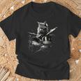 猫がドラムを叩く 長袖tシャツ Tシャツ 高齢者への贈り物