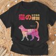 猫のなでかた解説 おもしろ 猫好き アイデア ギフト サプライズ にゃんこ 半袖 ペット プリント Tシャツ 高齢者への贈り物
