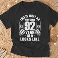 男性、女性、92歳の誕生日への92歳の誕生日プレゼント Tシャツ 高齢者への贈り物