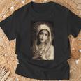 聖母マリア マリア カトリック絵画 長袖tシャツ Tシャツ 高齢者への贈り物