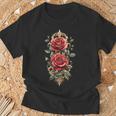 赤いバラ 花 ボタニスト 庭の花 赤いバラ 長袖tシャツ Tシャツ 高齢者への贈り物