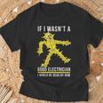 メンズ 電気技師が下手だったら骨が感電死する Tシャツ 高齢者への贈り物