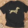 面白いダックスフント犬のデザイン ペット愛好家の足 Tシャツ 高齢者への贈り物