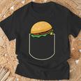 面白いハンバーガー ポケット入り ギフト チーズバーガー ポケット Tシャツ 高齢者への贈り物