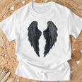 Alas De Ángel Negras En La Parte Camiseta unisex Regalos para ancianos