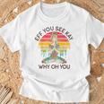 Eff Youee Kay Why Oh You レトロ サンセット タトゥーガール ヨガ Tシャツ 高齢者への贈り物