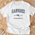 Harvard マサチューセッツ州 ヴィンテージ スポーツ デザイン ネイビー プリント Tシャツ 高齢者への贈り物