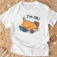 I'm Ok おかしな猫 在宅勤務 コーヒーミーム Tシャツ 高齢者への贈り物