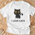 I Love Cats シャツ キュート 黒猫好き キッズ 子猫 Tシャツ 高齢者への贈り物