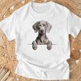 Weimaraner 面白い 覗き見ポケット 子犬 犬好き Tシャツ 高齢者への贈り物