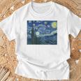 【バックプリント・背中側】ゴッホ／星月夜【世界の名画】高精細画質 フィンセント・ファン・ゴッホ 美術館アート Tシャツ 高齢者への贈り物