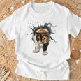 その壁を打ち破れ 三毛猫 福猫 面白 Tシャツ 高齢者への贈り物