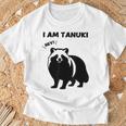 たぬきのシルエット I Am Tanuki おもしろ ユニーク 白黒 アニマル かわいい動物 狸 タヌキ 野生動物 Tシャツ 高齢者への贈り物