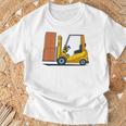 キッズ フォークリフト車両工事現場掘削機建設作業員 男の子 Tシャツ 高齢者への贈り物