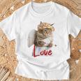 キューピッドコスチュームを着た面白い猫、聖バレンタインの猫の自撮り。 Tシャツ 高齢者への贈り物