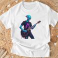 バックプリント ギタリスト エイリアン グラフィック ギター エイリアン ギタリスト Tシャツ 高齢者への贈り物