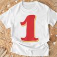 タイポグラフィ 第1番 数字 1 Tシャツ 高齢者への贈り物