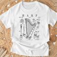 ハープ ヴィンテージ 特許ハーピスト ドローイングプリント Tシャツ 高齢者への贈り物