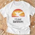 レトロ ヴィンテージ サンセット 2024 I Love Hummers コリブリ ハチドリ Tシャツ 高齢者への贈り物