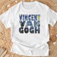 ヴィンセント・ヴァン・ゴッホ作「星月夜」 テキスト ミュージアムアート Tシャツ 高齢者への贈り物