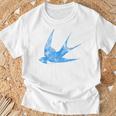 古びたツバメの青い鳥 シルエット 鳥 鳥 イラスト Tシャツ 高齢者への贈り物