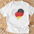 日本 ドイツ 国旗 ハート サッカー Tシャツ 高齢者への贈り物