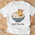 海老天丼 天丼 えび ご飯 ねこ 白猫 天丼好き 猫好き おもしろ かわいい猫 イラスト 猫キャラ 癒し 系 Tシャツ 高齢者への贈り物