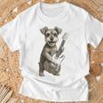 面白いtシャツ シュナウザー 犬 ギター イヌ メンズ 犬好き グッズ かわいい おもしろ 面白い 服 ネタ Tシャツ 高齢者への贈り物