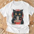 麺 猫 ラーメン好き 和食 猫 アート デザイン Tシャツ 高齢者への贈り物