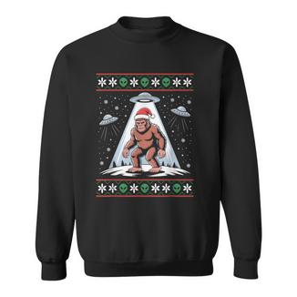 Bigfoot Santa UFO Alien Ugly Christmas Sweater Sweatshirt Unisex | Mazezy