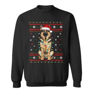 Dog Christmas German Shepherd Christmas Lights Ugly Sweater Sweatshirt Unisex | Mazezy