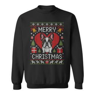 French Bulldog Santa Hat Frenchie Dog Ugly Christmas Sweater Sweatshirt - Thegiftio